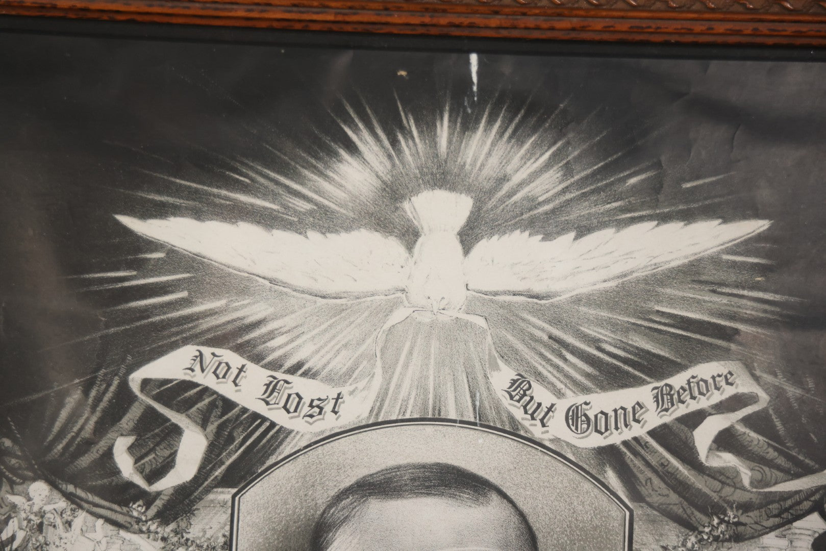 Antique President William McKinley Memorial Mourning Print, Copyright Home Art Picture Co., Chicago, 1901, In Frame, 21-1/2" x 25-1/2"