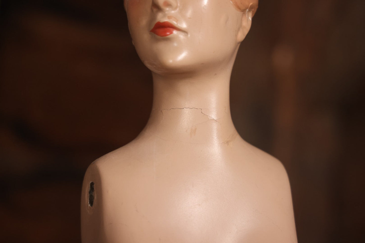 Vintage Plaster Female Mannequin Figure On Base, Circa 1940s 36-1/2" H