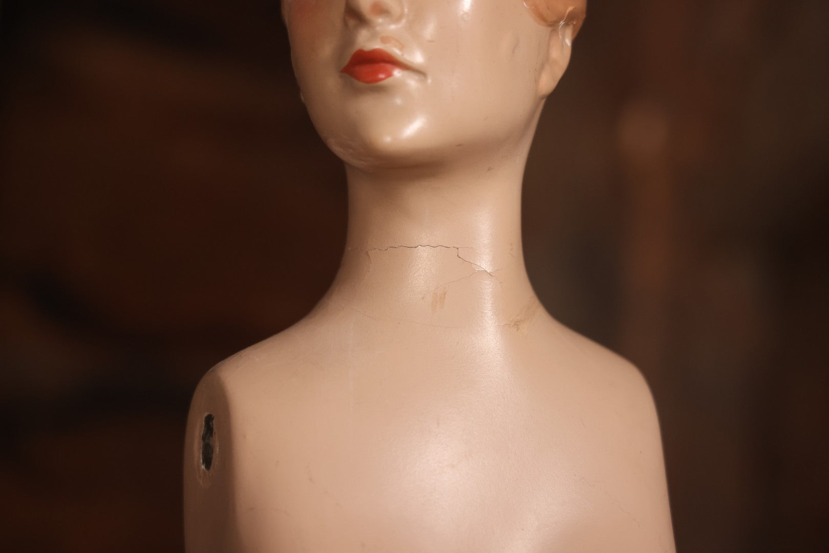 Vintage Plaster Female Mannequin Figure On Base, Circa 1940s 36-1/2" H