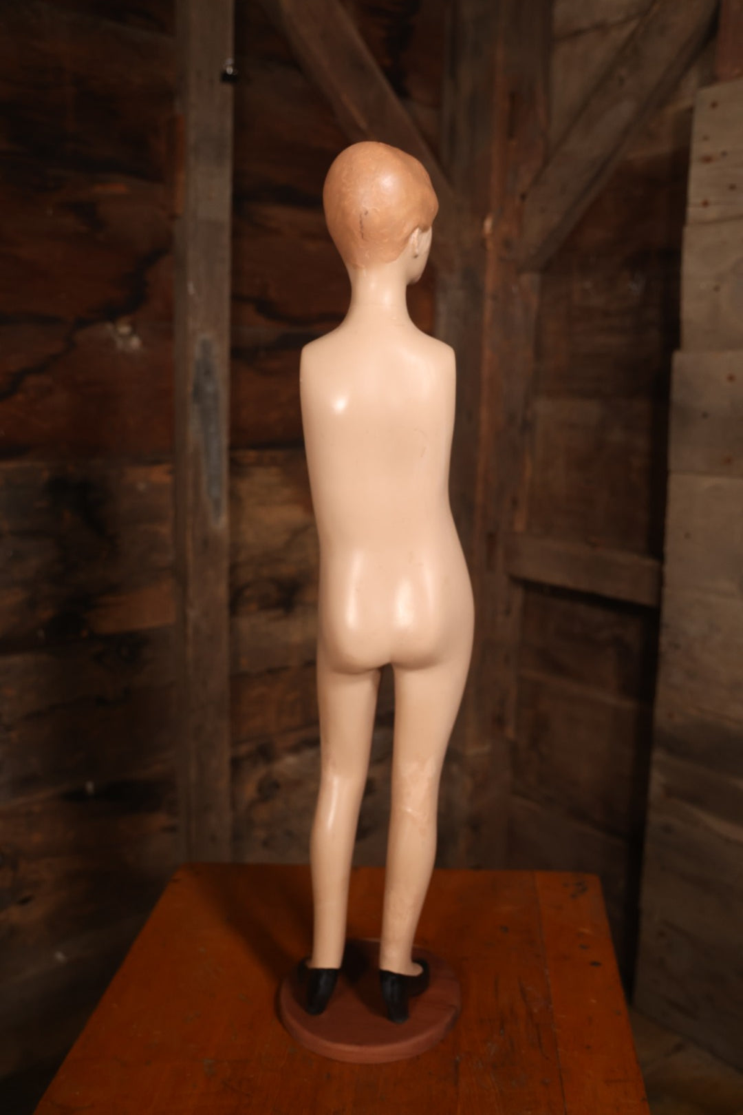 Vintage Plaster Female Mannequin Figure On Base, Circa 1940s 36-1/2" H