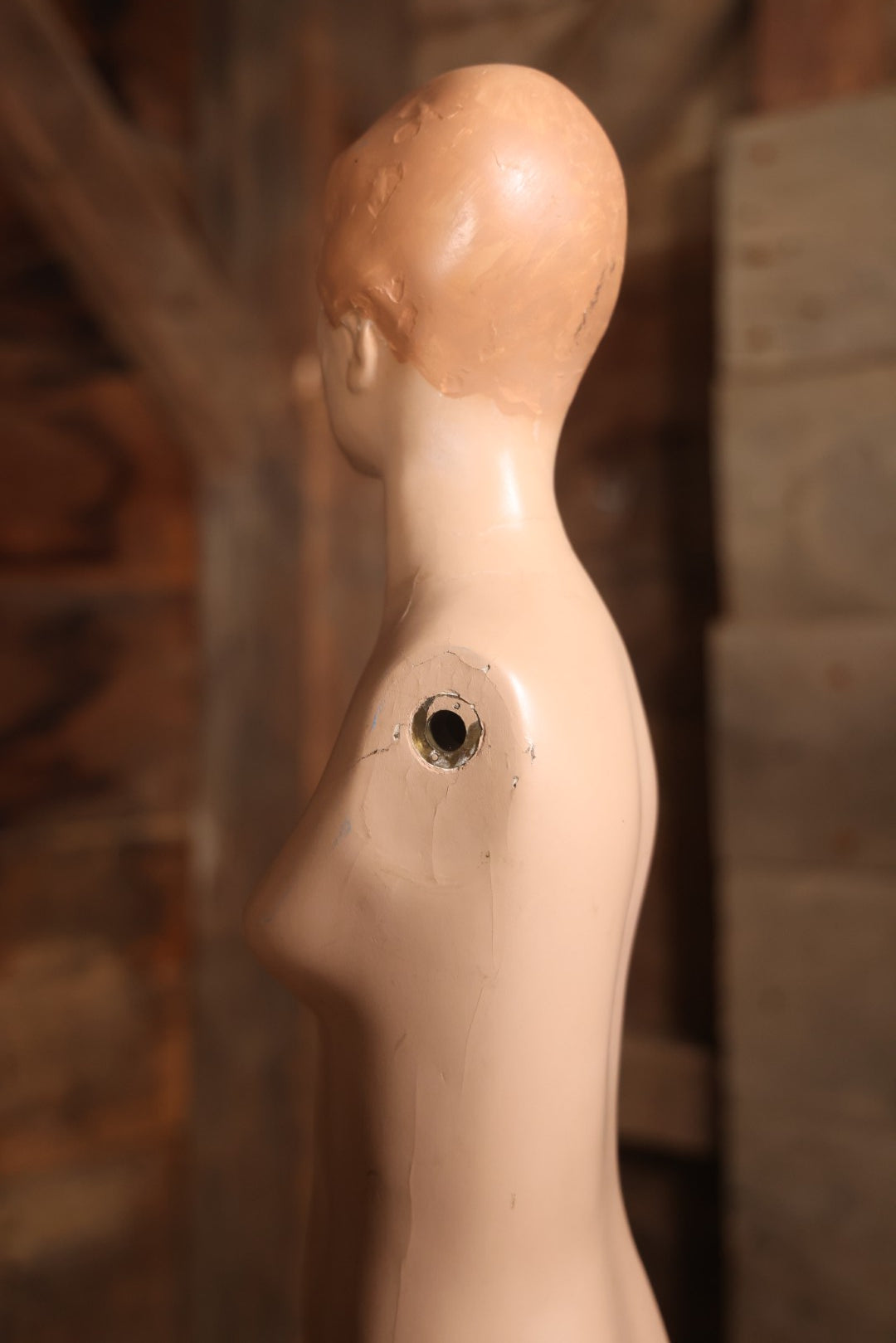 Vintage Plaster Female Mannequin Figure On Base, Circa 1940s 36-1/2" H