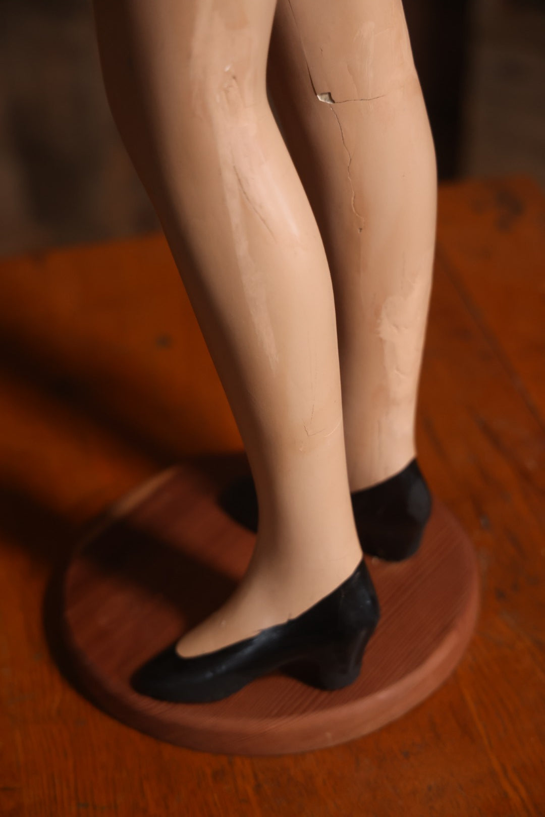 Vintage Plaster Female Mannequin Figure On Base, Circa 1940s 36-1/2" H