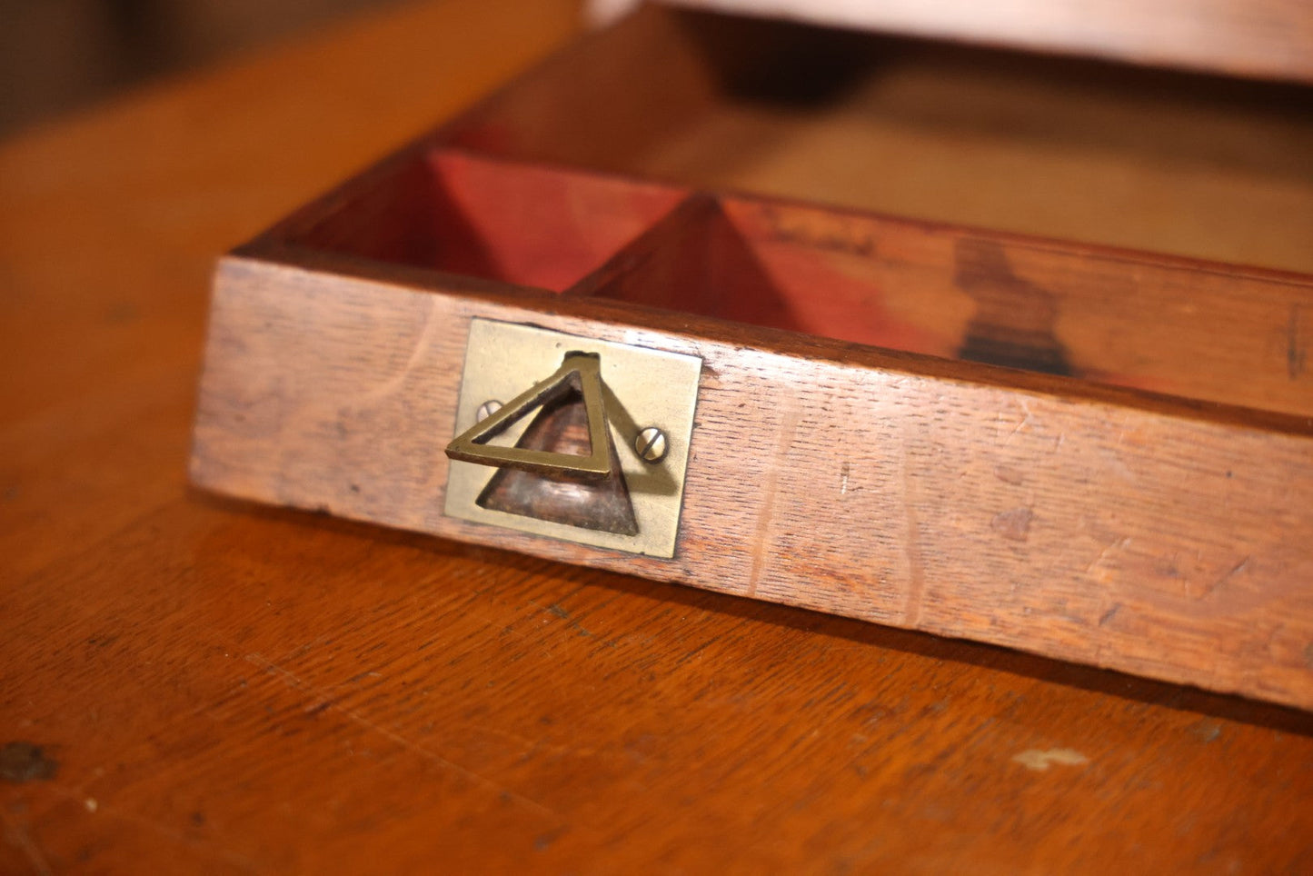 Antique Oak Desktop File Cabinet With Tambour Door