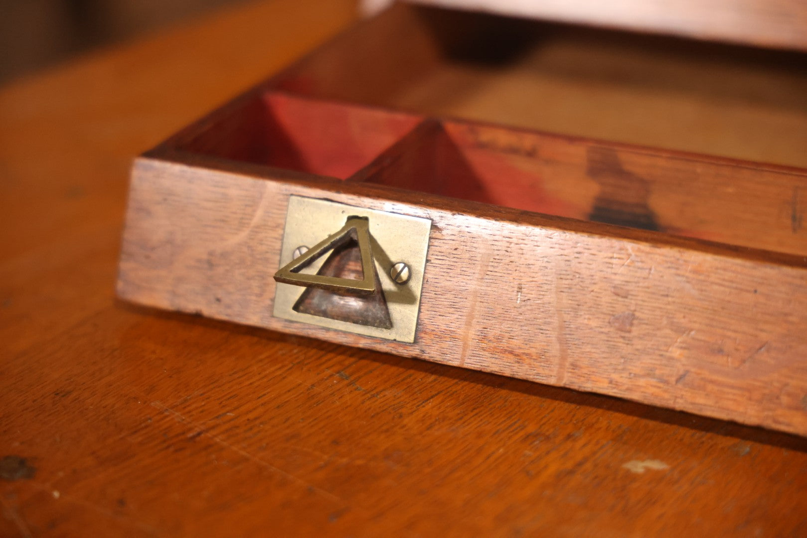 Antique Oak Desktop File Cabinet With Tambour Door