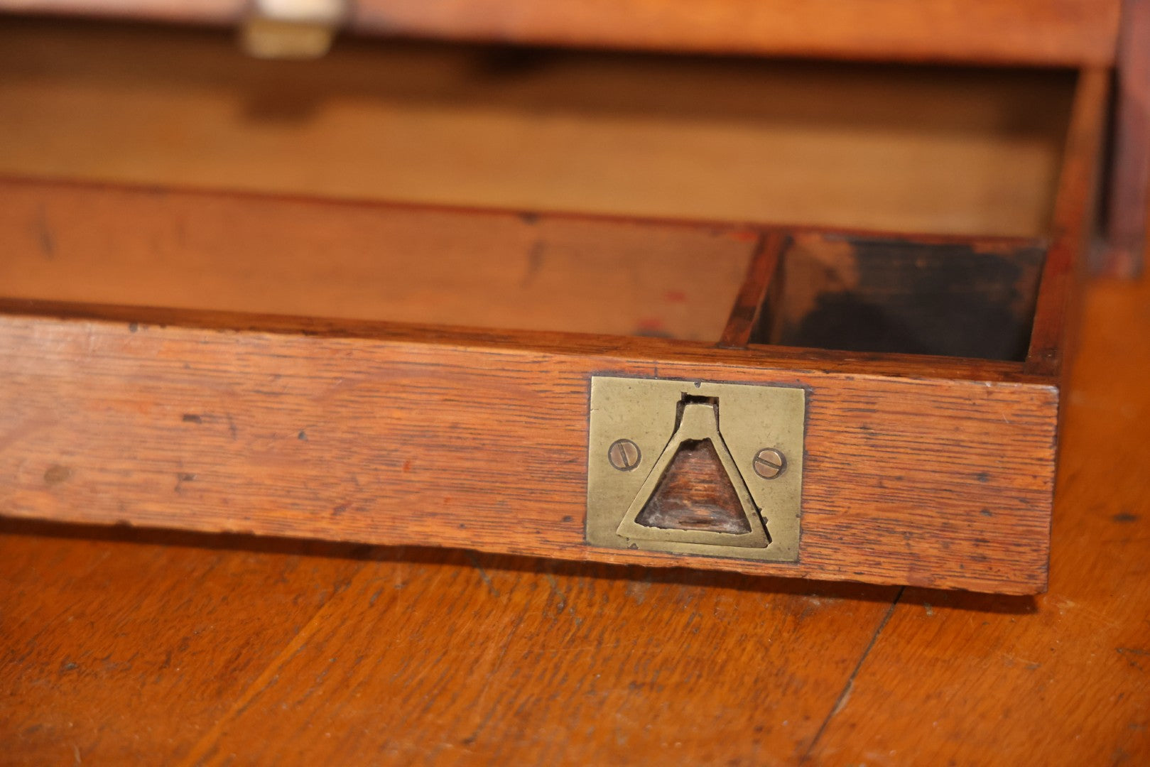 Antique Oak Desktop File Cabinet With Tambour Door