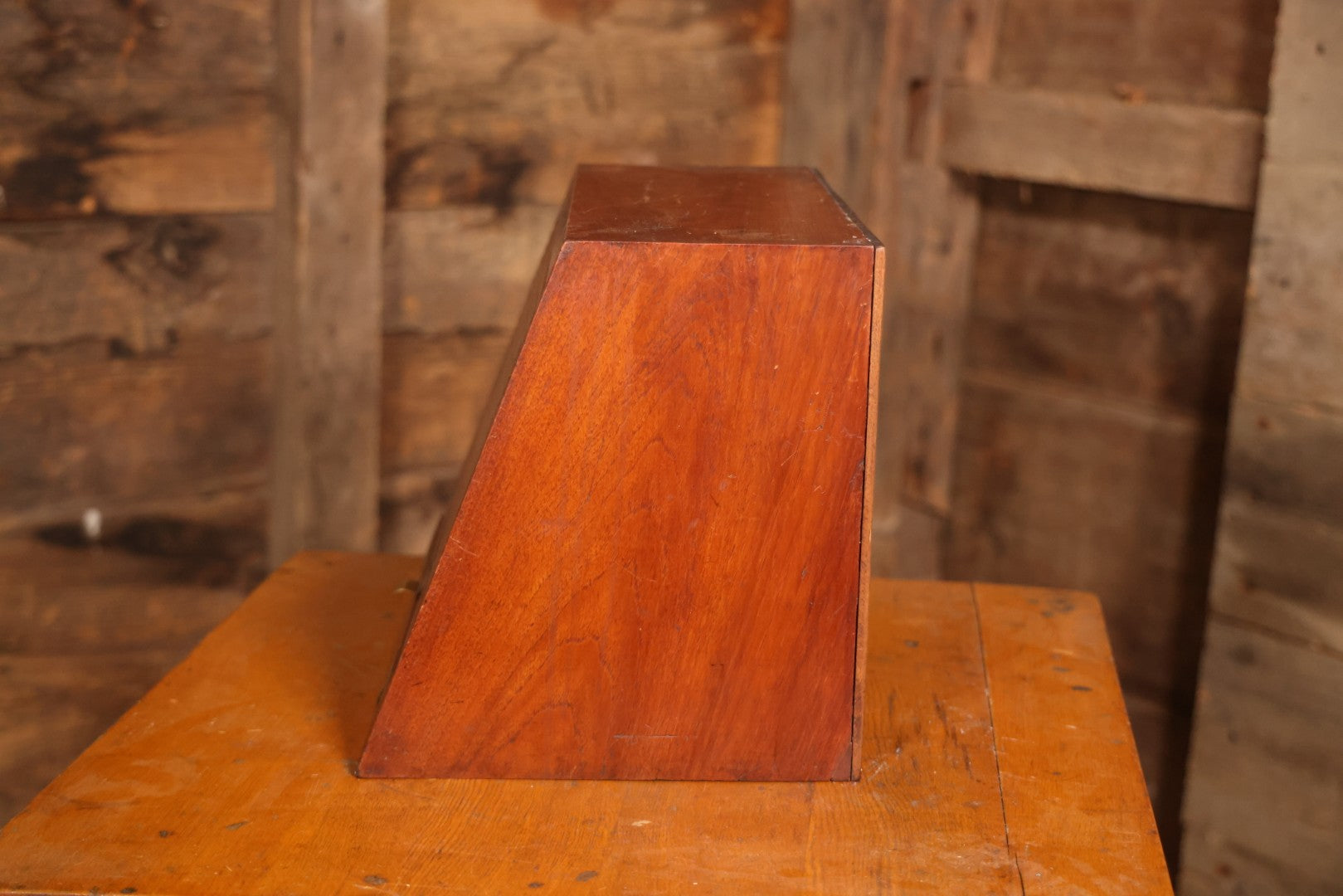 Antique Oak Desktop File Cabinet With Tambour Door