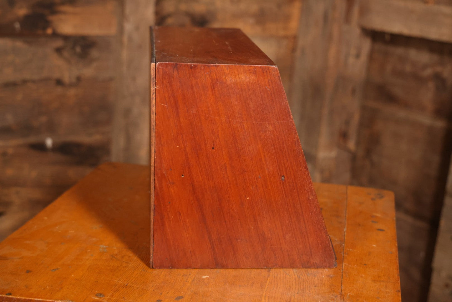 Antique Oak Desktop File Cabinet With Tambour Door