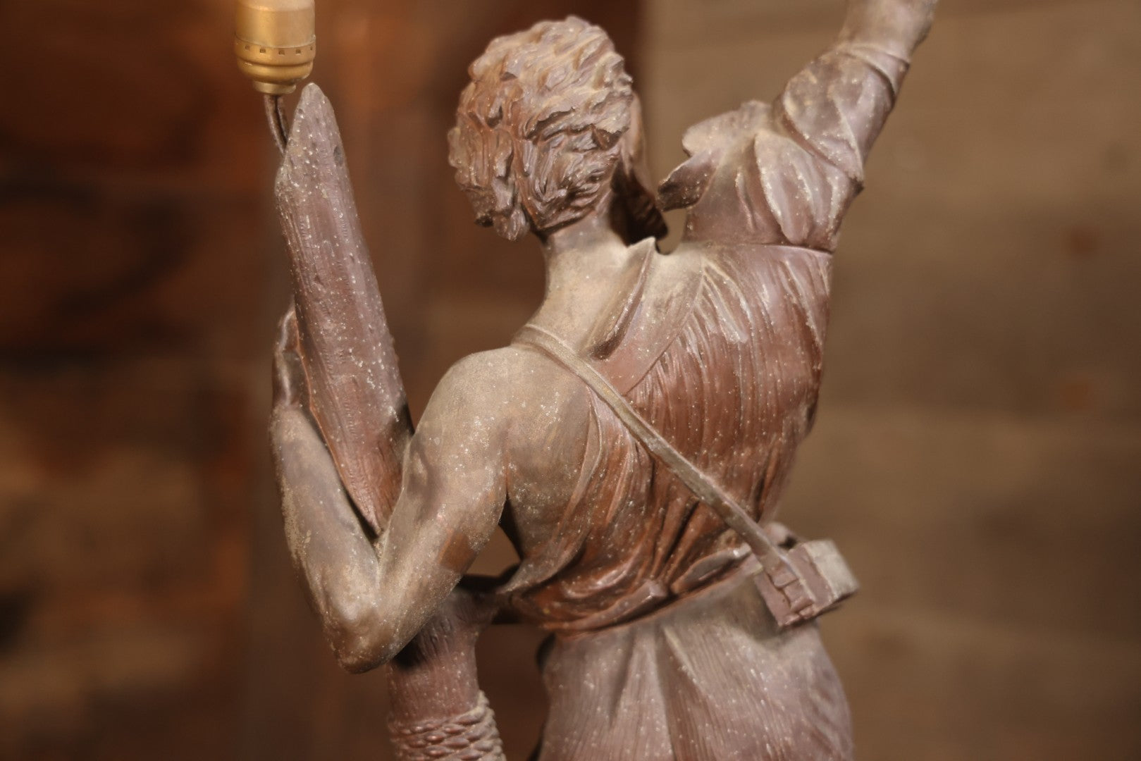 Antique Spelter Statue Lamp Of Sailor On Sinking Ship, Titled “Detresse” After Max Arthur Waagen (German, 1833-1898), 35-1/2" H