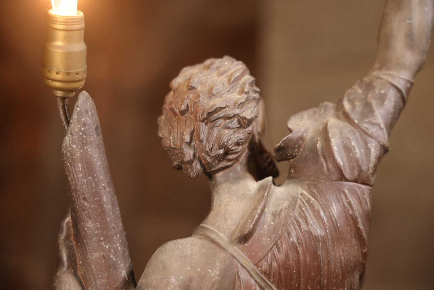 Antique Spelter Statue Lamp Of Sailor On Sinking Ship, Titled “Detresse” After Max Arthur Waagen (German, 1833-1898), 35-1/2" H