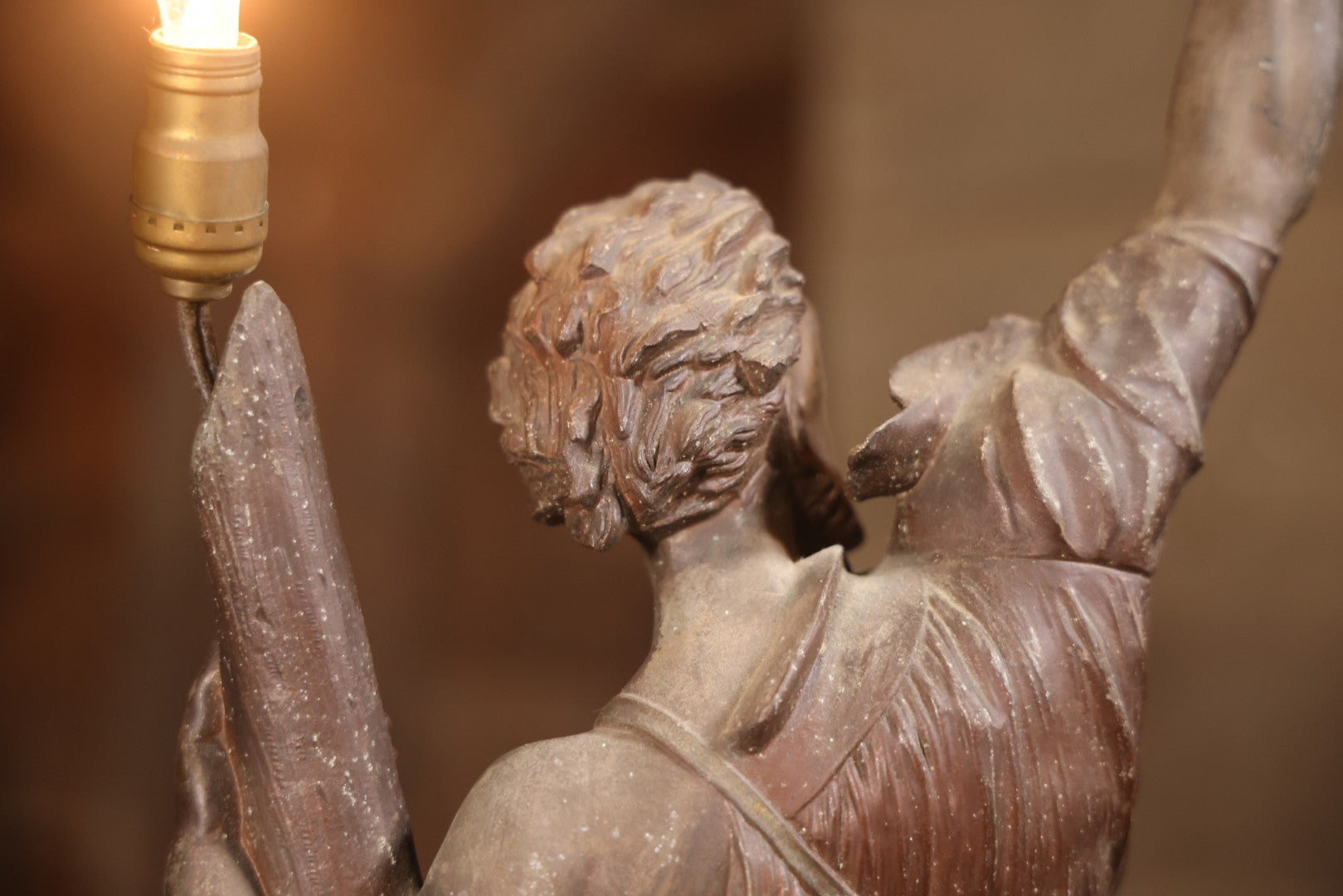 Antique Spelter Statue Lamp Of Sailor On Sinking Ship, Titled “Detresse” After Max Arthur Waagen (German, 1833-1898), 35-1/2" H