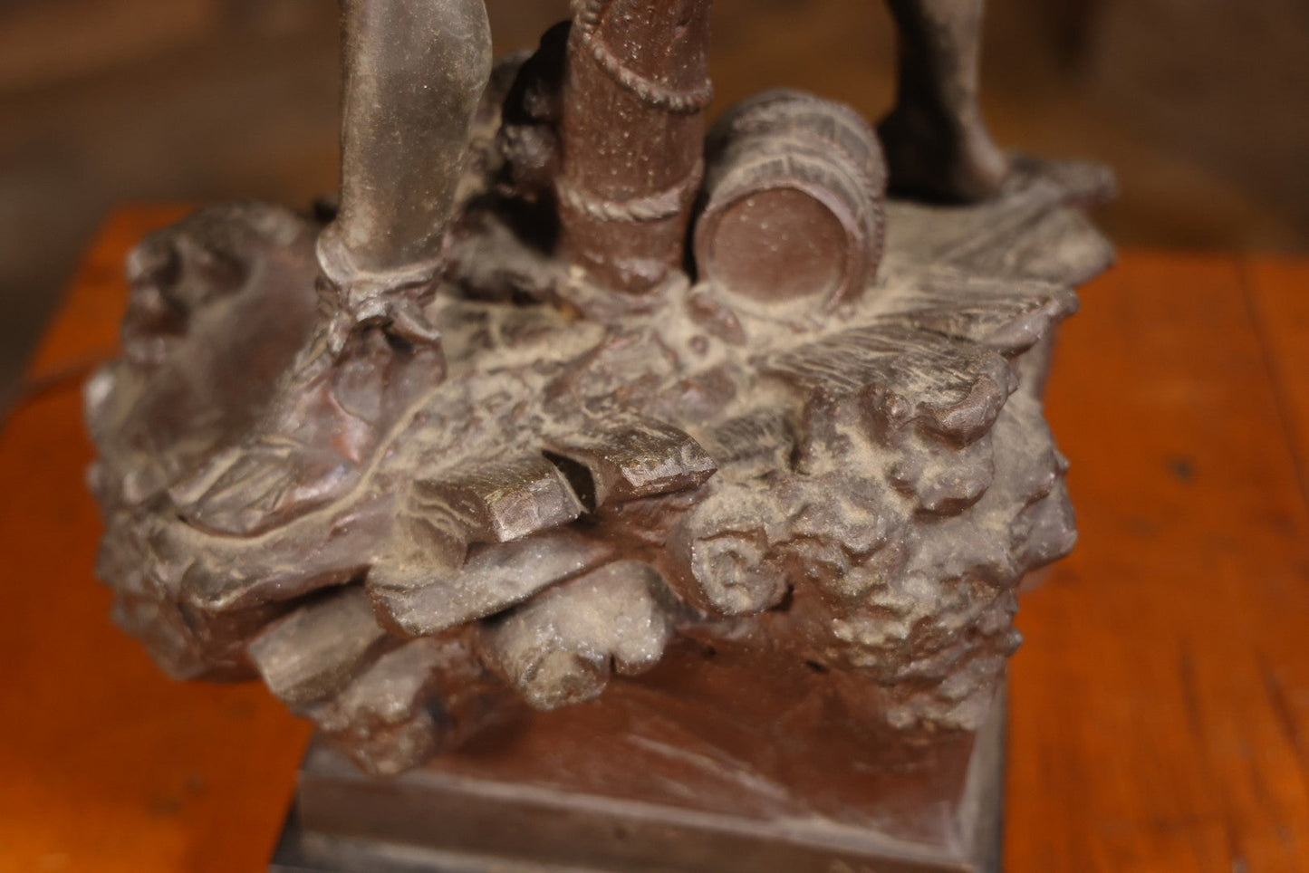 Antique Spelter Statue Lamp Of Sailor On Sinking Ship, Titled “Detresse” After Max Arthur Waagen (German, 1833-1898), 35-1/2" H