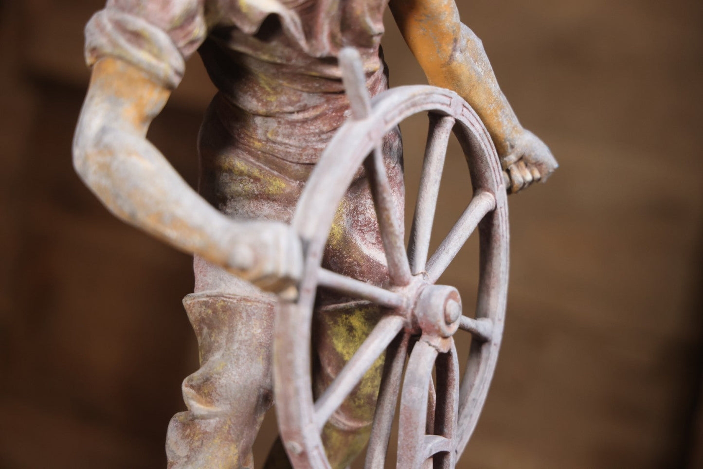 Antique Spelter Statue Of Ship Captain At Helm, After Xavier Raphanel (French, 1876–1957), 22-1/4" H