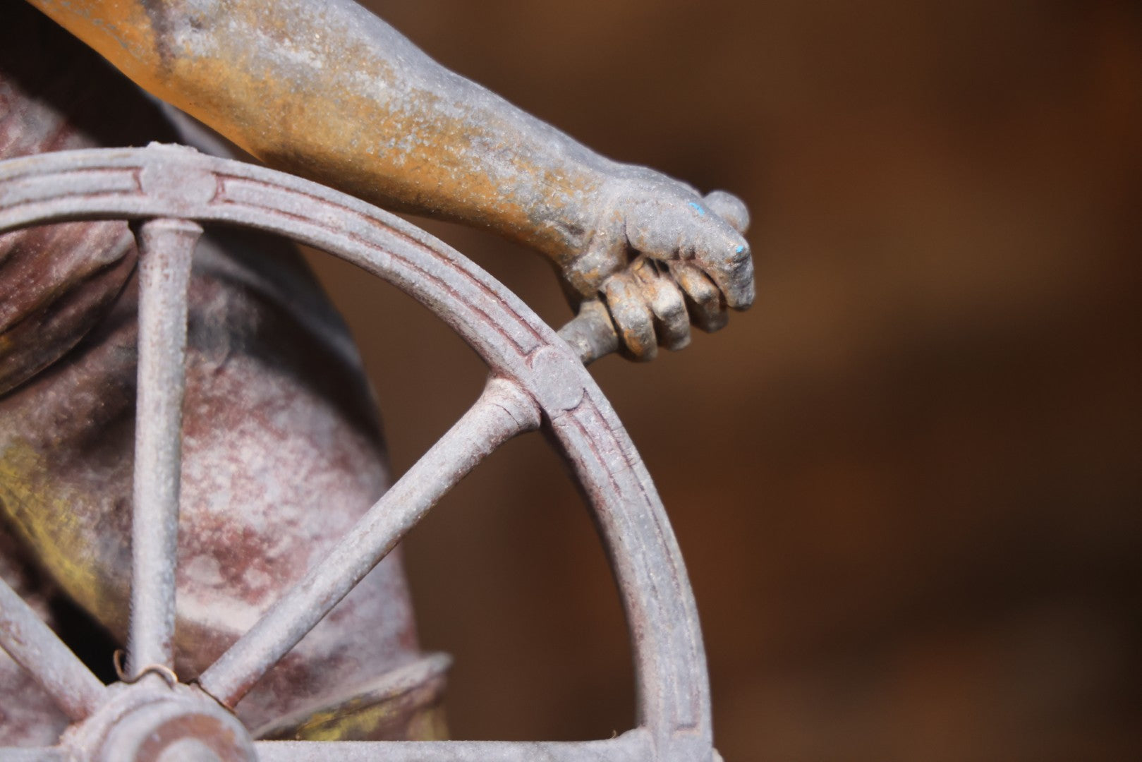 Antique Spelter Statue Of Ship Captain At Helm, After Xavier Raphanel (French, 1876–1957), 22-1/4" H