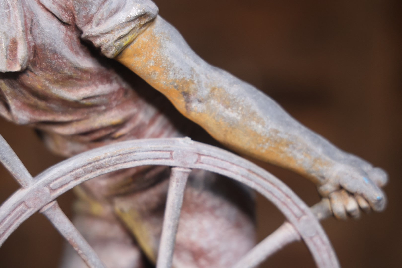 Antique Spelter Statue Of Ship Captain At Helm, After Xavier Raphanel (French, 1876–1957), 22-1/4" H