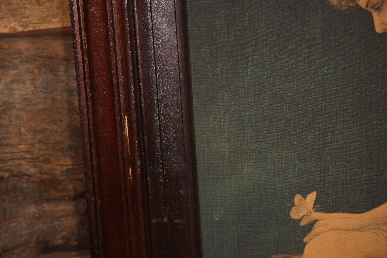 Vintage Oversized Print On Linen, “Psyche With A Butterfly,” After Wilhelm Kray (German, 1828–1889), 33" x 52"