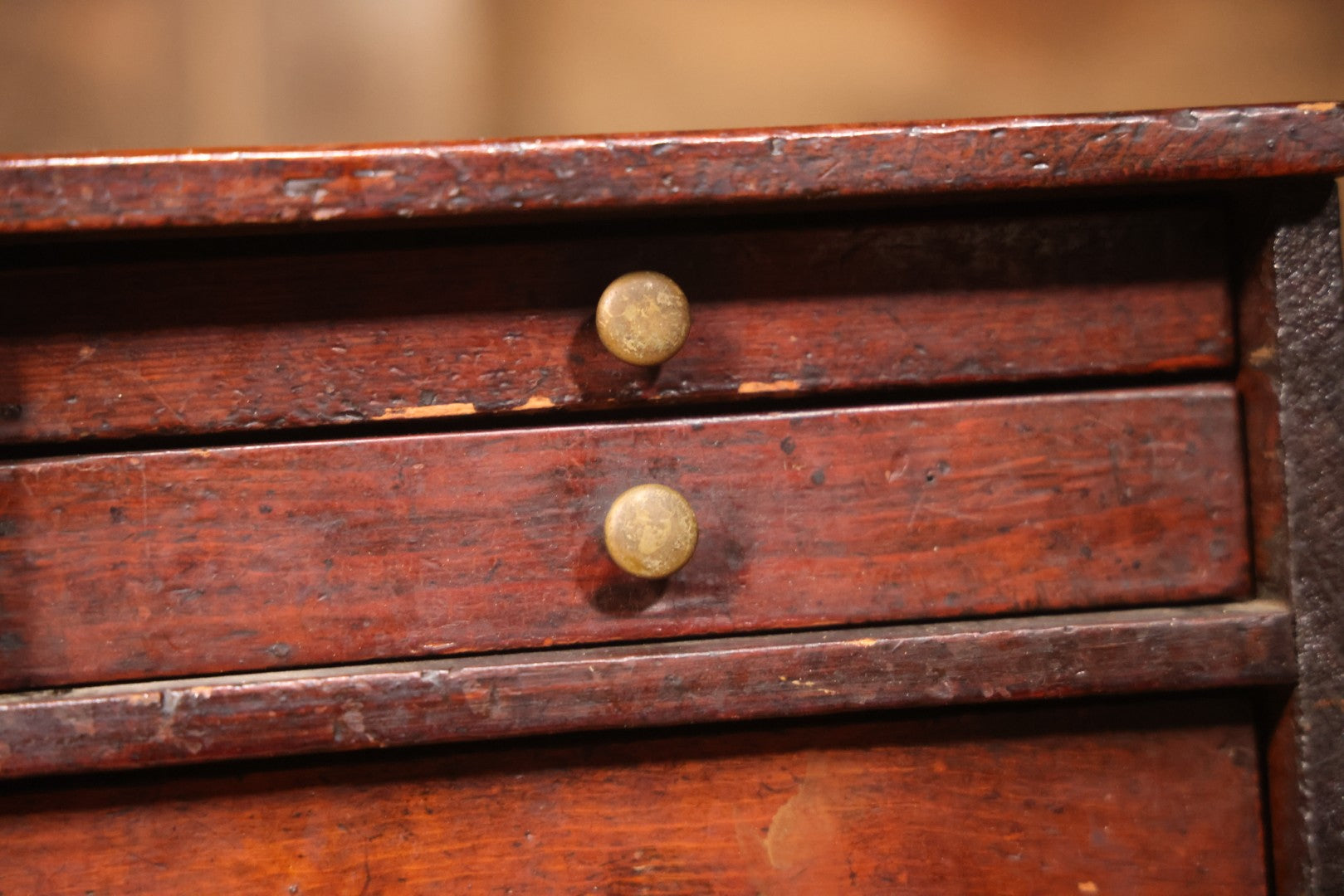 Antique Wooden Tool Chest With Six Drawers, Brass Name Plaque For “G. Claytinburg”
