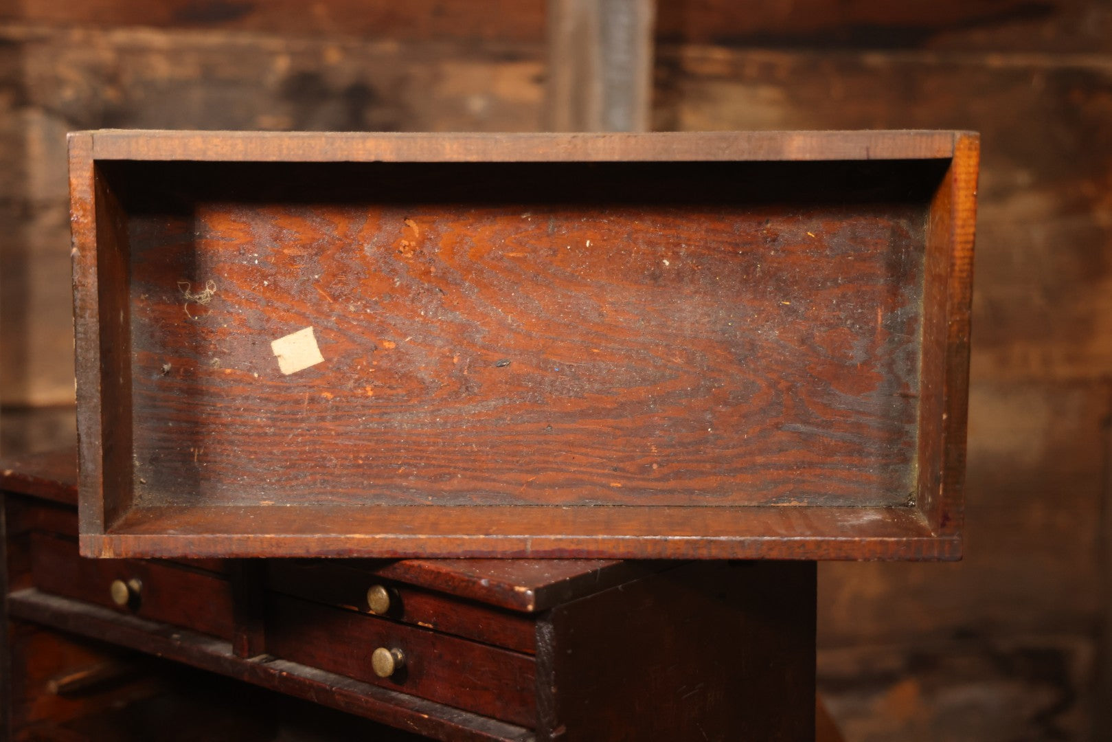 Antique Wooden Tool Chest With Six Drawers, Brass Name Plaque For “G. Claytinburg”