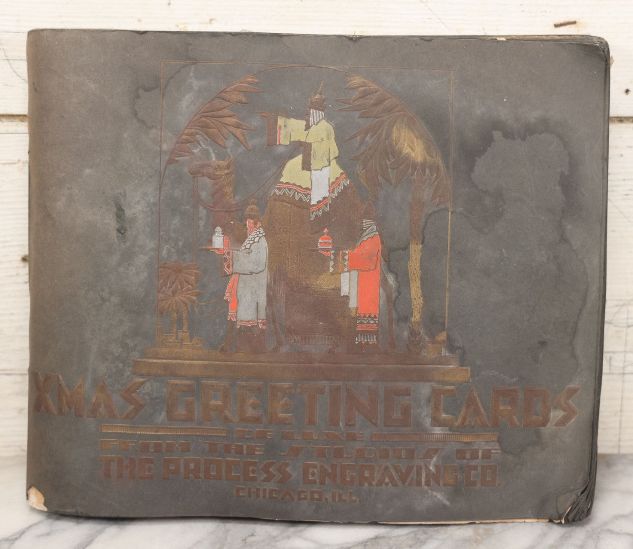 Lot 002 - Antique Greeting Cards Sample Book, "Xmas Greeting Cards, De Luxe, From The Studios Of The Process Engraving Co.," Chicago, Illinois, Circa Early 20th Century