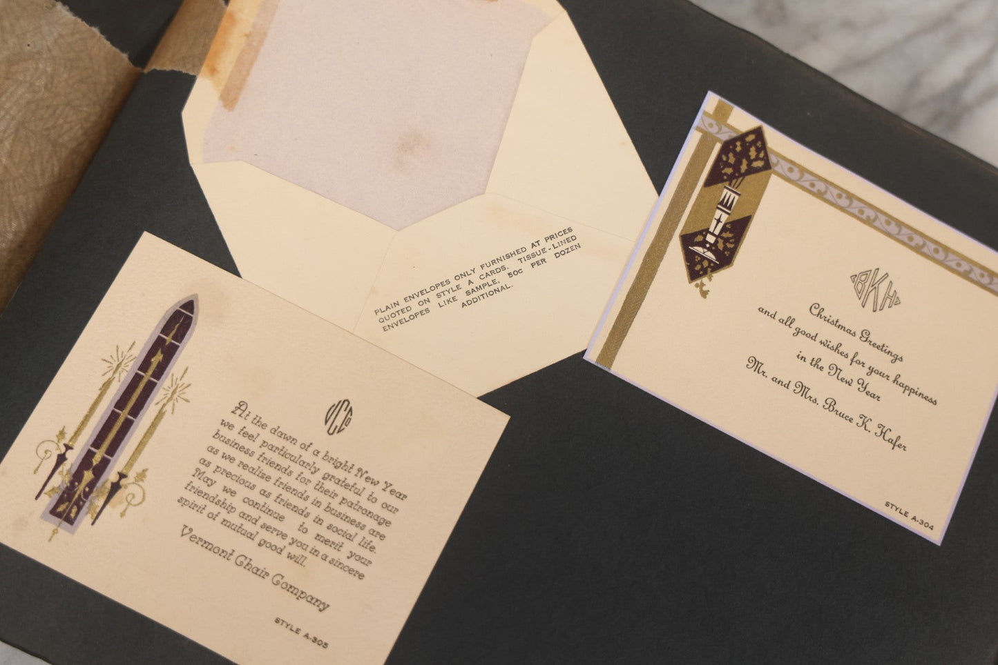 Lot 002 - Antique Greeting Cards Sample Book, "Xmas Greeting Cards, De Luxe, From The Studios Of The Process Engraving Co.," Chicago, Illinois, Circa Early 20th Century