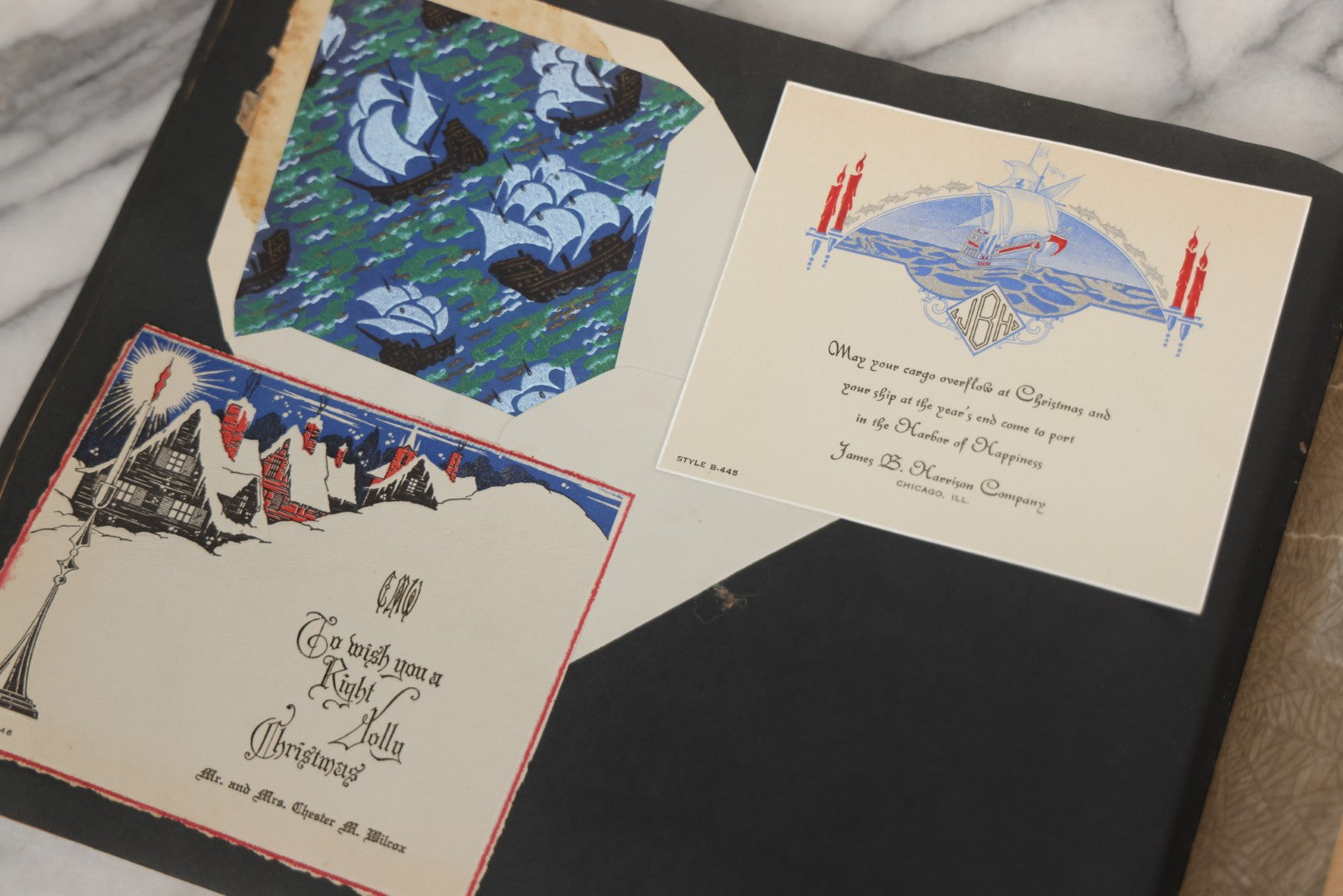 Lot 002 - Antique Greeting Cards Sample Book, "Xmas Greeting Cards, De Luxe, From The Studios Of The Process Engraving Co.," Chicago, Illinois, Circa Early 20th Century