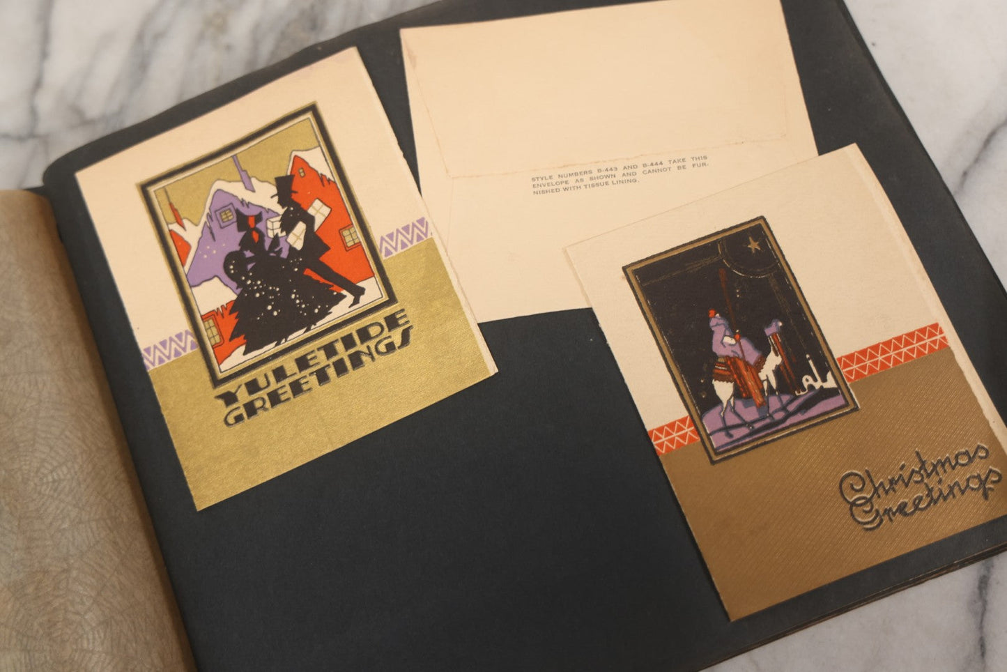 Lot 002 - Antique Greeting Cards Sample Book, "Xmas Greeting Cards, De Luxe, From The Studios Of The Process Engraving Co.," Chicago, Illinois, Circa Early 20th Century