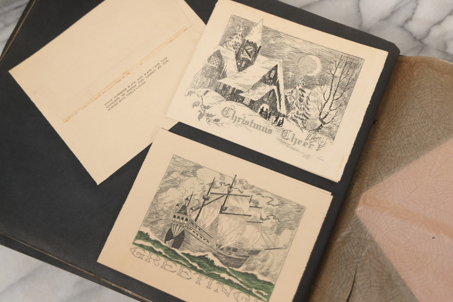 Lot 002 - Antique Greeting Cards Sample Book, "Xmas Greeting Cards, De Luxe, From The Studios Of The Process Engraving Co.," Chicago, Illinois, Circa Early 20th Century