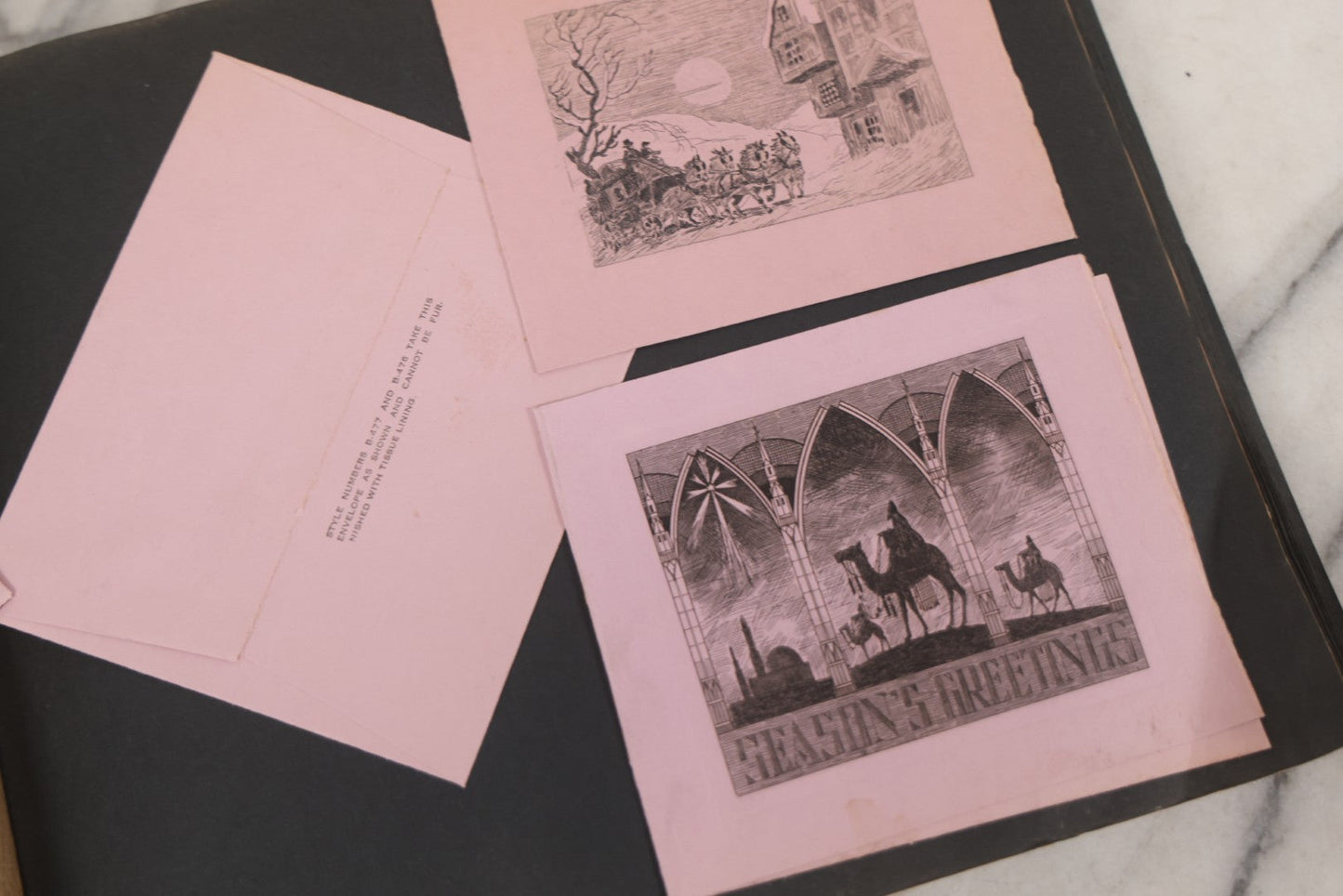 Lot 002 - Antique Greeting Cards Sample Book, "Xmas Greeting Cards, De Luxe, From The Studios Of The Process Engraving Co.," Chicago, Illinois, Circa Early 20th Century