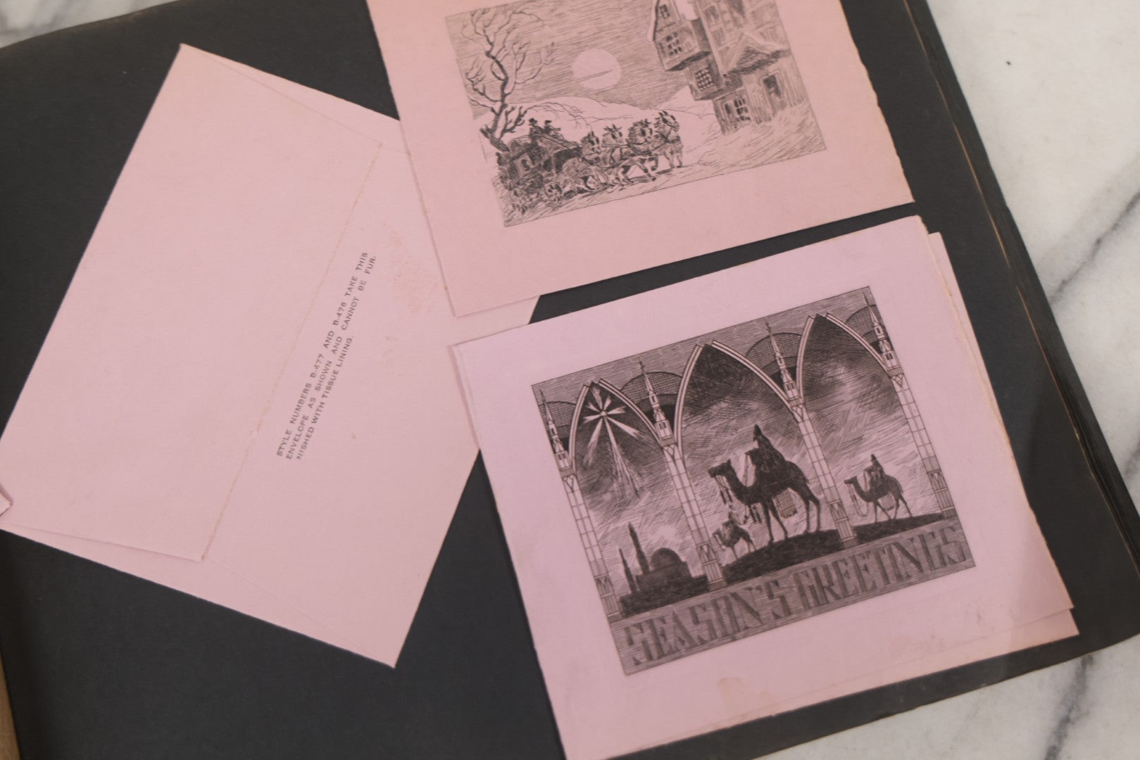 Lot 002 - Antique Greeting Cards Sample Book, "Xmas Greeting Cards, De Luxe, From The Studios Of The Process Engraving Co.," Chicago, Illinois, Circa Early 20th Century