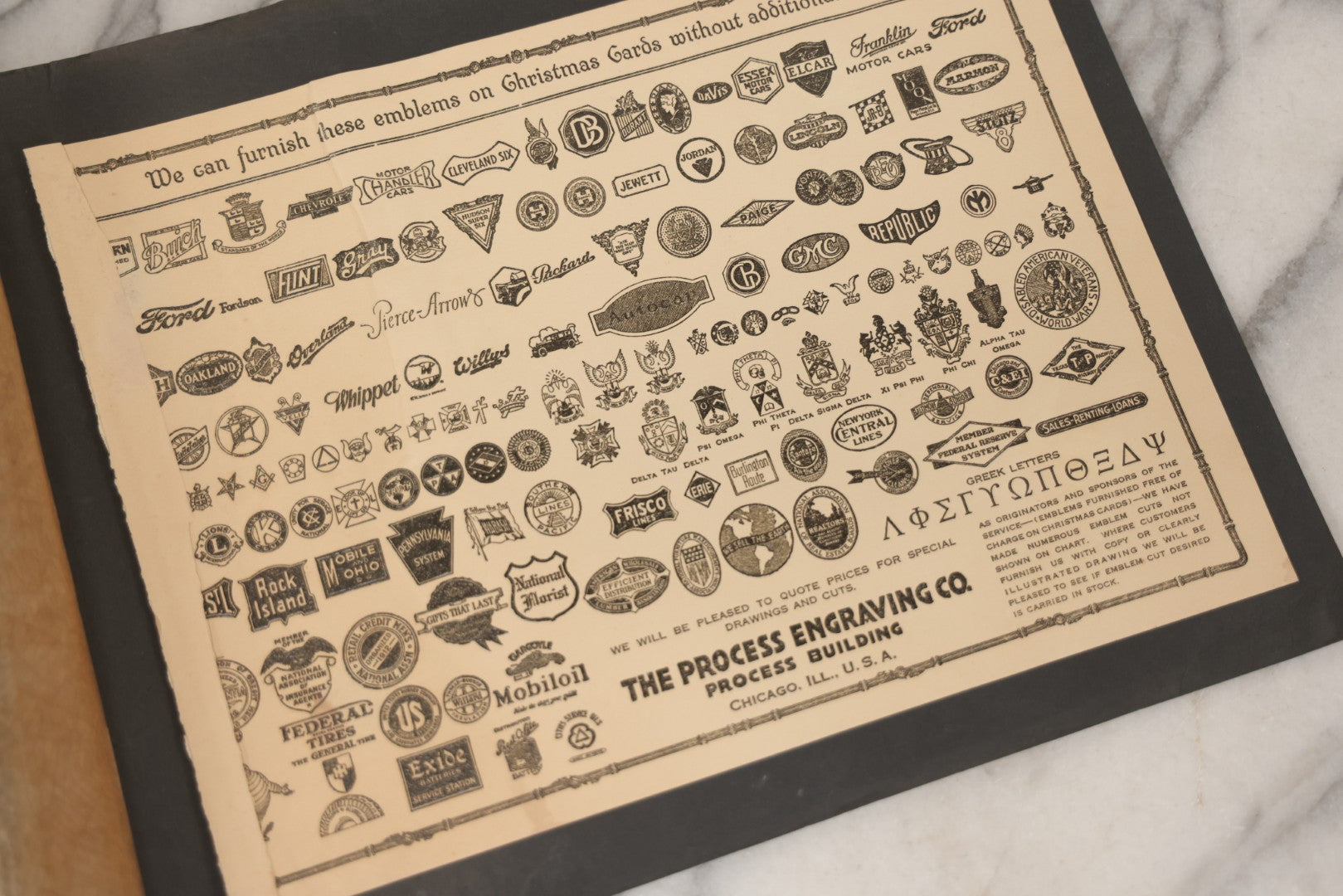 Lot 002 - Antique Greeting Cards Sample Book, "Xmas Greeting Cards, De Luxe, From The Studios Of The Process Engraving Co.," Chicago, Illinois, Circa Early 20th Century