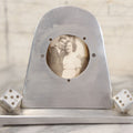 Lot 005 - Vintage Machined Aluminum Photo Frame With Brushed Finish, With Balancing Dice, Navy Sweetheart Snapshot Photograph
