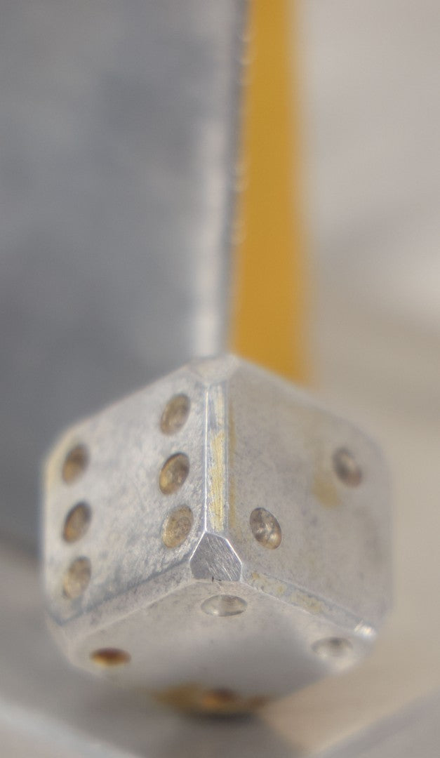 Lot 005 - Vintage Machined Aluminum Photo Frame With Brushed Finish, With Balancing Dice, Navy Sweetheart Snapshot Photograph