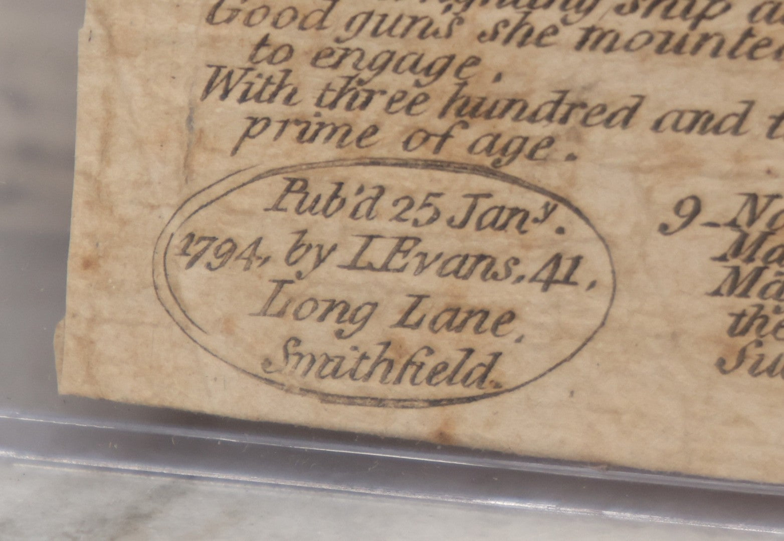 Lot 006 - Antique Broadside Woodcut Engraving, "Sea Fight Between The Crescent & La Re-Union," Commemorating Naval Battle Between The British Frigate Crescent And French Ship Re-Union, With Accompanying Poem, Published 1794