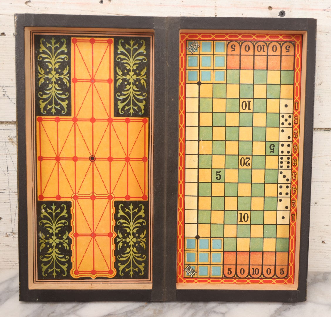 Lot 016 - Antique Board Game, "Games Of Go Bang, Tivoli, And Fox & Geese," By McLoughlin Bros., New York, With Wooden Pieces And Partial Original Box