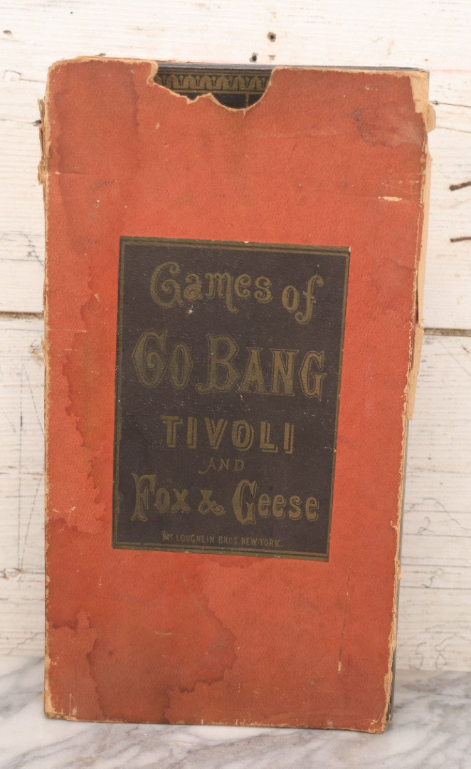 Lot 016 - Antique Board Game, "Games Of Go Bang, Tivoli, And Fox & Geese," By McLoughlin Bros., New York, With Wooden Pieces And Partial Original Box