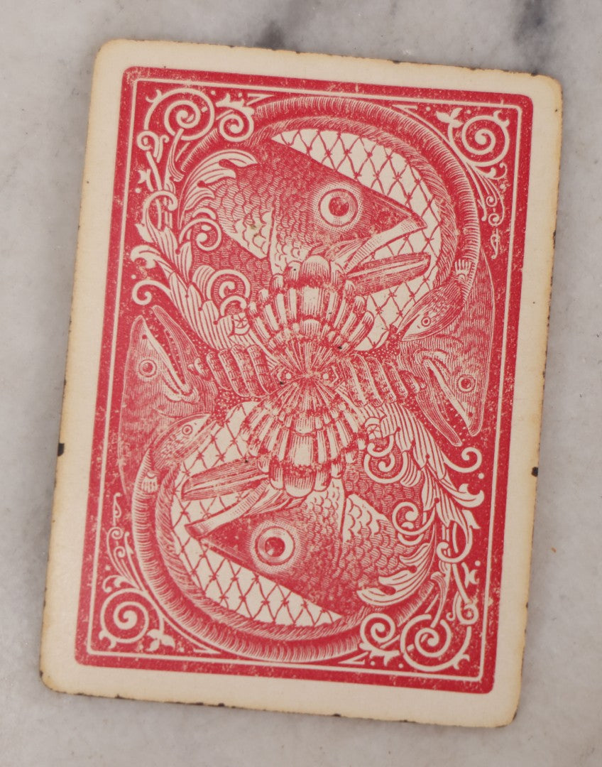 Lot 017 - Antique "Sportsman's Playing Cards" Deck By The Russell & Morgan Printing Co., Cincinnati, With Original Orange Box, 52 Cards Counted, No Jokers, Fish Head Backs