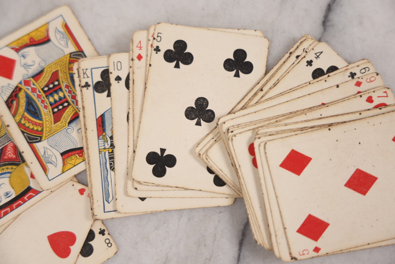 Lot 017 - Antique "Sportsman's Playing Cards" Deck By The Russell & Morgan Printing Co., Cincinnati, With Original Orange Box, 52 Cards Counted, No Jokers, Fish Head Backs