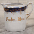 Lot 018 - Vintage Souvenir Boston, Mass. Creamer With Blue And Gold Decoration And Scalloped Texture, Marked "Germany" And "533" On Bottom, 3-3/8" H
