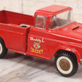 Lot 022 - Vintage Buddy L Traveling Zoo Pressed Steel Red Toy Truck, Tiger Graphics, Marked "Patents Applied For" On Bottom, Working Condition