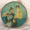 Lot 023 - Vintage Tin Lithograph Tambourine Featuring Images Of Flamenco Dancers, Complete