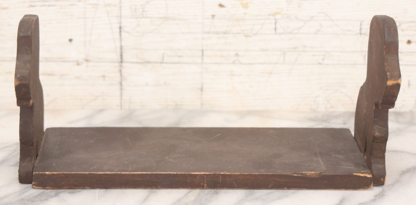 Lot 028 - Vintage Hand-Cut Hand-Painted Folk Art Wooden Bookstand With Smiling Brown Dog