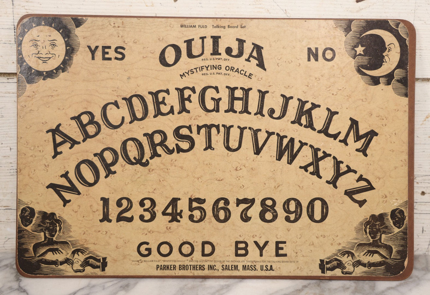 Lot 035 - Vintage Parker Brothers William Fuld "Mystifying Oracle" Ouija Board, Salem, Massachusetts, No Planchette Or Box