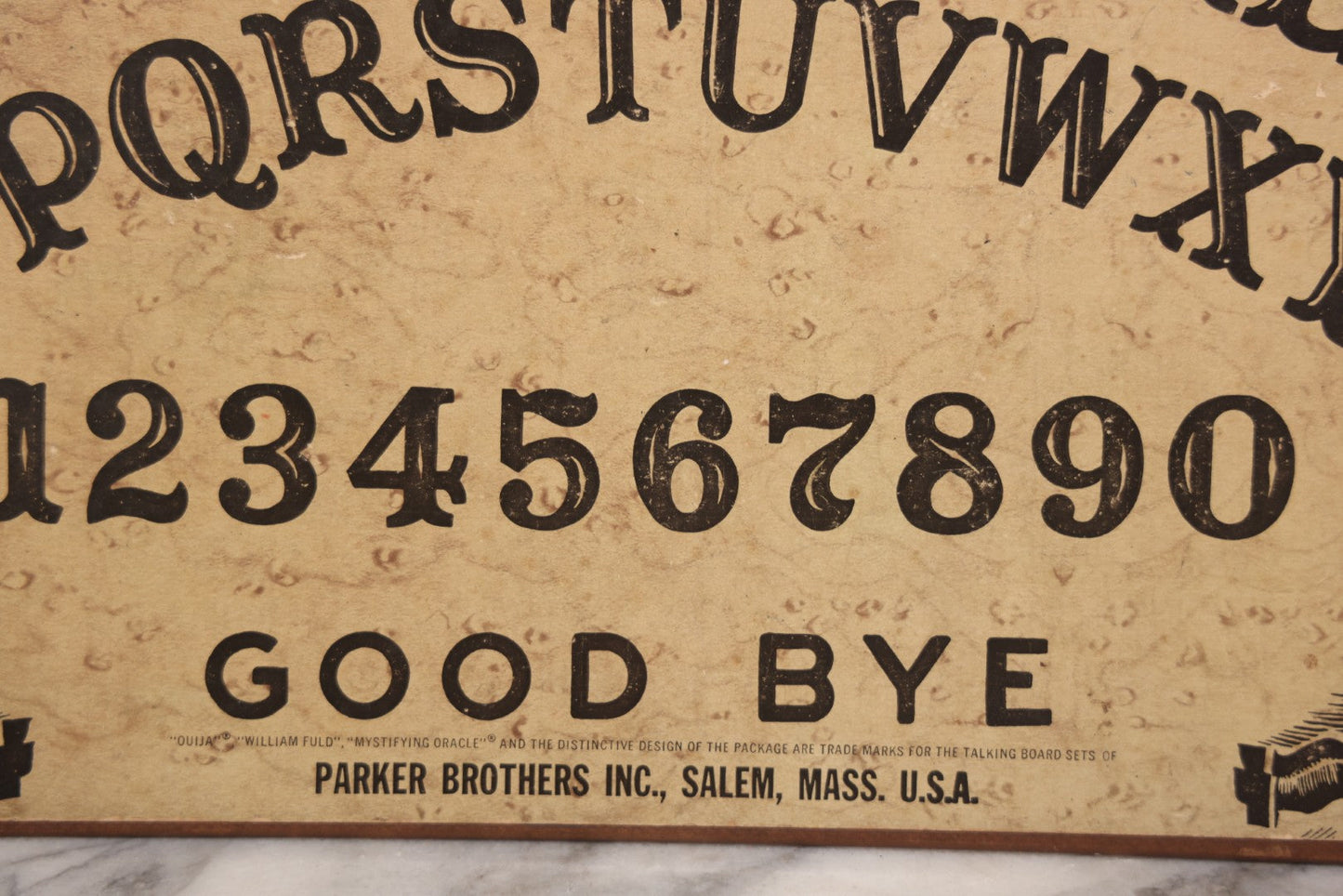Lot 035 - Vintage Parker Brothers William Fuld "Mystifying Oracle" Ouija Board, Salem, Massachusetts, No Planchette Or Box