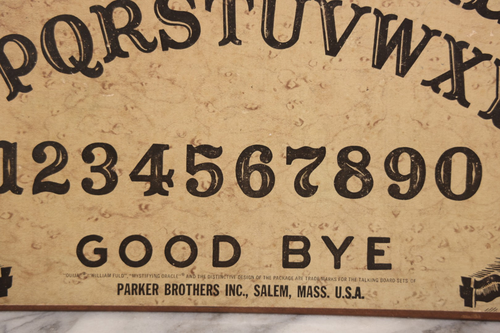 Lot 035 - Vintage Parker Brothers William Fuld "Mystifying Oracle" Ouija Board, Salem, Massachusetts, No Planchette Or Box