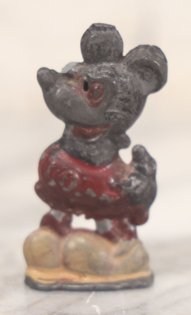 Lot 037 - Vintage Cast Pewter Mickey Mouse Figurine With Hand-Painted Details, 2-1/4" H