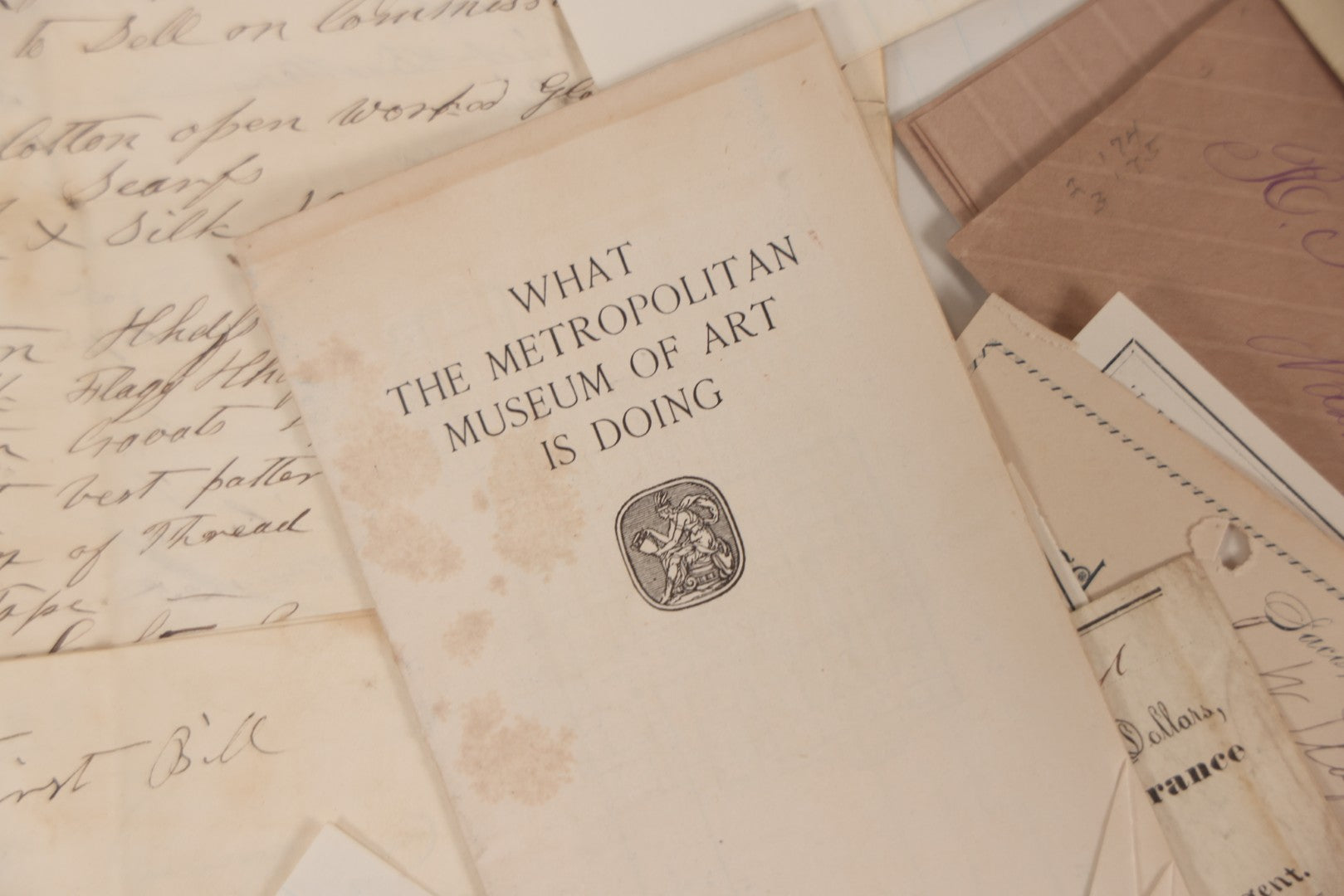 Lot 043 - Discovery Grouping Of 25+ Pieces Of Antique Handwritten Ephemera, Including Letters, Checks & Billheads, With 1846 Letter To Son, Alumni Meeting Program & Nonotuck Silk Co. Billhead