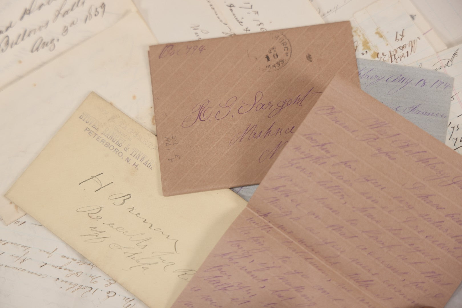 Lot 043 - Discovery Grouping Of 25+ Pieces Of Antique Handwritten Ephemera, Including Letters, Checks & Billheads, With 1846 Letter To Son, Alumni Meeting Program & Nonotuck Silk Co. Billhead