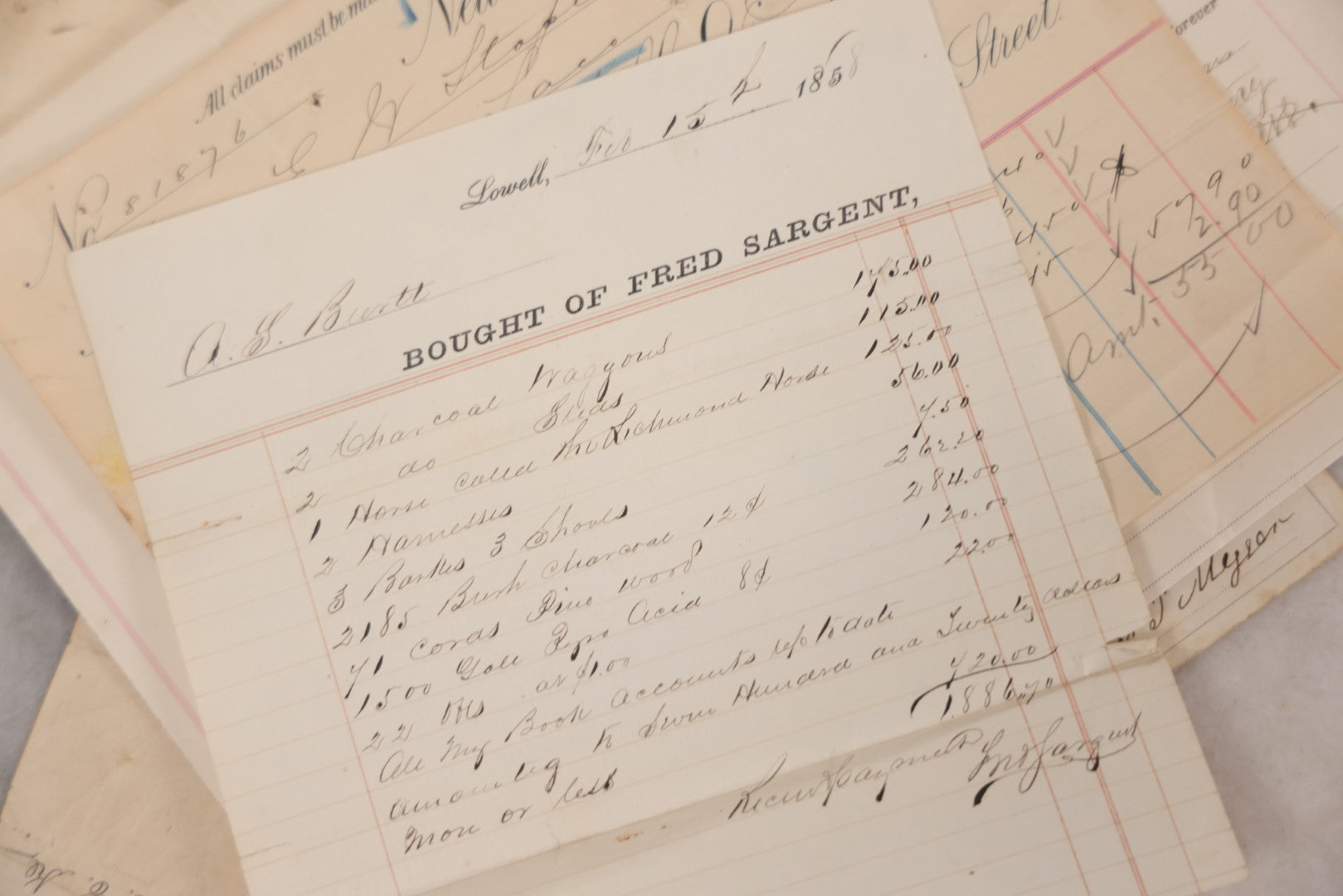 Lot 044 - Discovery Grouping Of 25+ Pieces Of Antique Handwritten & Printed Ephemera, Including Joseph Havey General Contractor Billhead, Quit Claim Document, 1933 Report Cards Of John Armstrong & H.E. Welcher & Co. Billhead For Ladies' Muslin Underwear