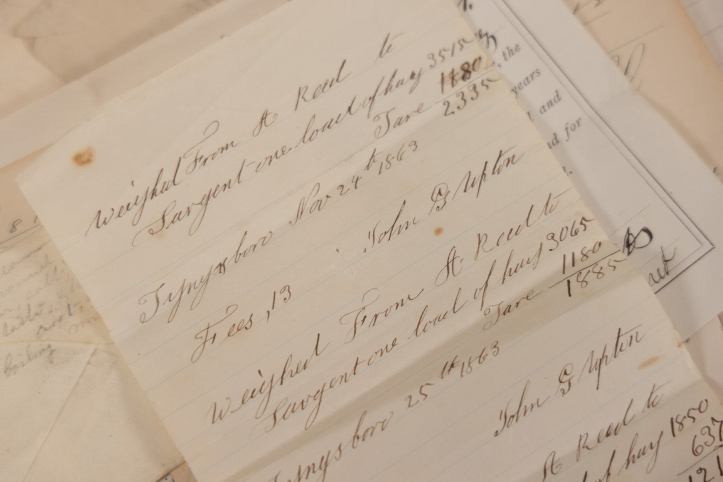 Lot 044 - Discovery Grouping Of 25+ Pieces Of Antique Handwritten & Printed Ephemera, Including Joseph Havey General Contractor Billhead, Quit Claim Document, 1933 Report Cards Of John Armstrong & H.E. Welcher & Co. Billhead For Ladies' Muslin Underwear