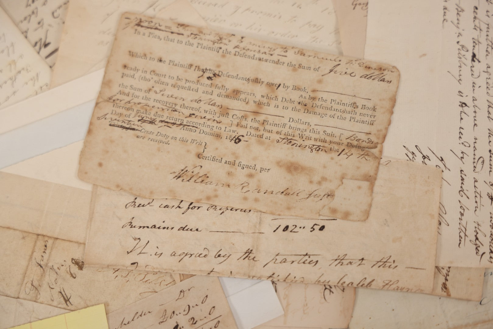 Lot 045 - Discovery Grouping Of 50+ Pieces Of Antique Handwritten & Printed Ephemera, Including Skowhegan House Maine Hotel Ledger Page, Bryan Miner & Reed Wholesale Grocers Billhead, With Checks, Letters & Receipts