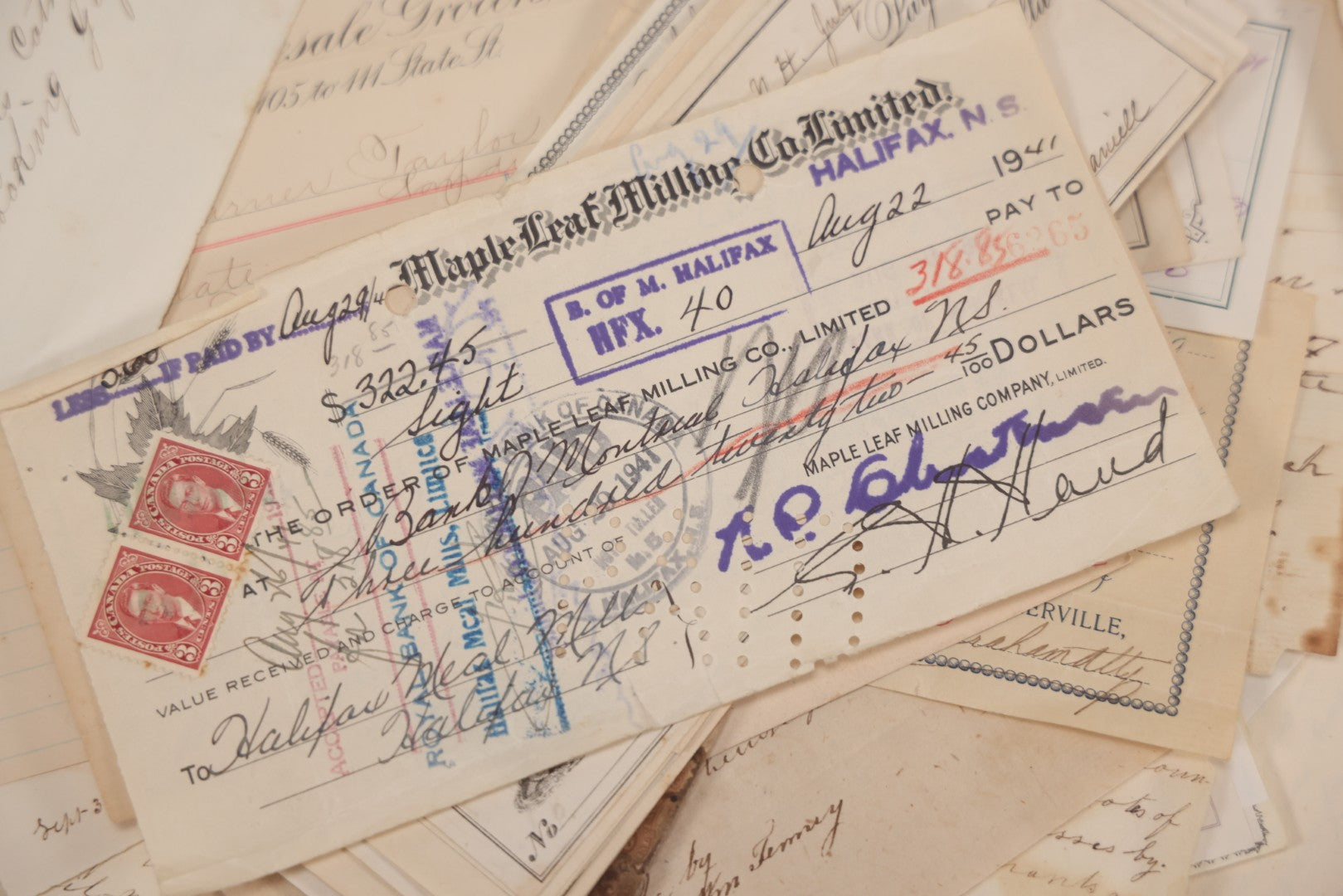 Lot 045 - Discovery Grouping Of 50+ Pieces Of Antique Handwritten & Printed Ephemera, Including Skowhegan House Maine Hotel Ledger Page, Bryan Miner & Reed Wholesale Grocers Billhead, With Checks, Letters & Receipts